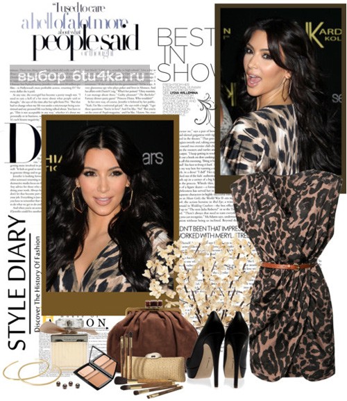 Ким Кардашьян в леопардовом платье